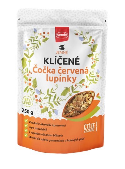 Klíčené lupínky z červené čočky