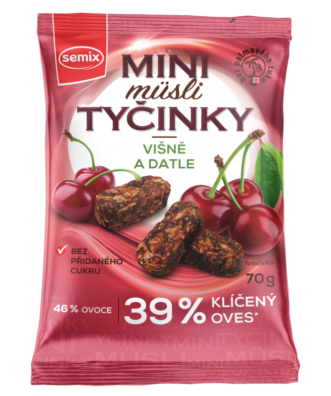 SEMIX Mini müsli tyčinky višně a datle bez lepku 70 g